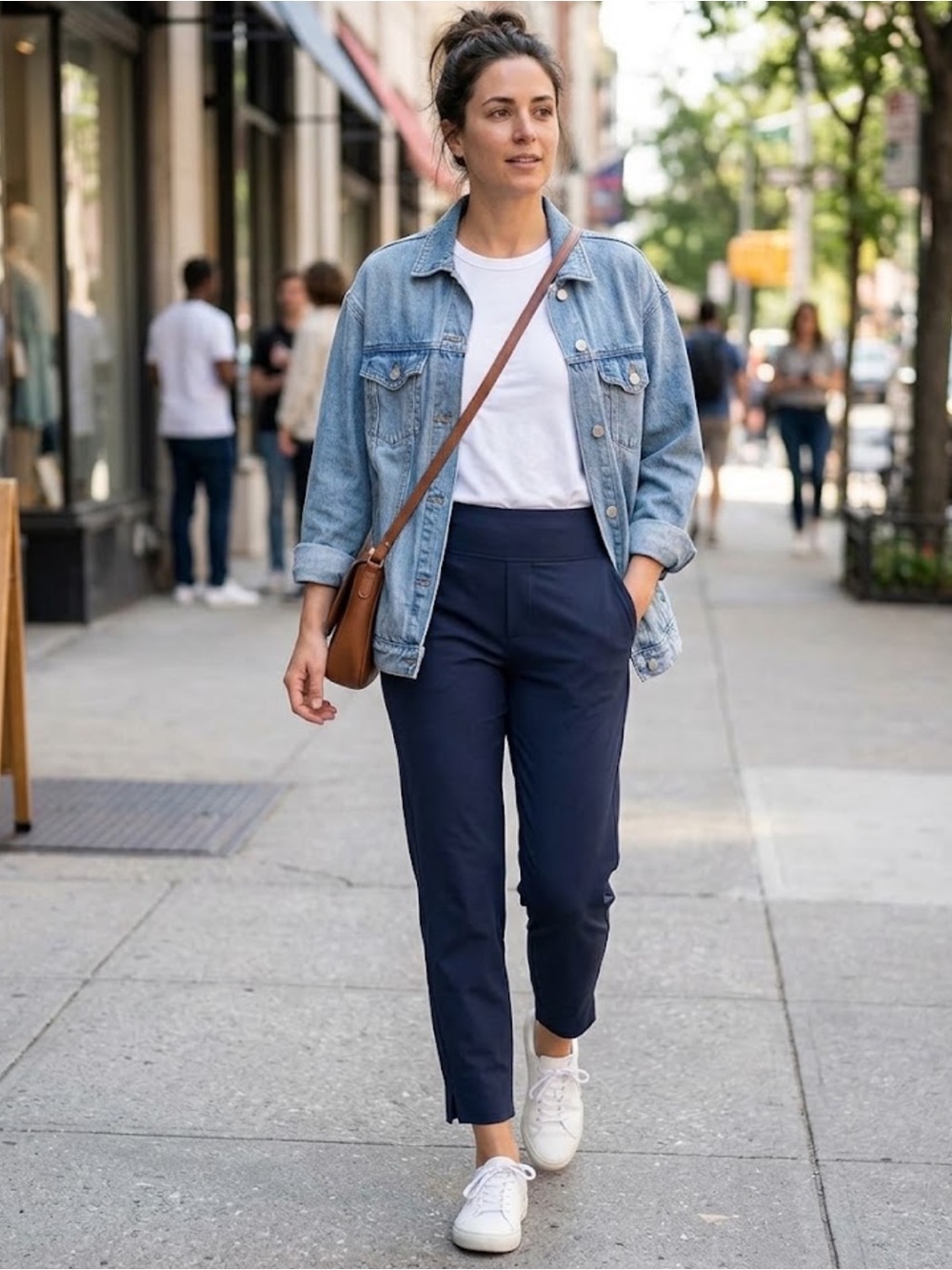 Athleta Brooklyn Ankle Pants Navy Blue Tapered Trouser 10 S/198671-01
B